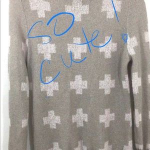 Press Brand Mohair Tissue Sweater, tan w Crosses